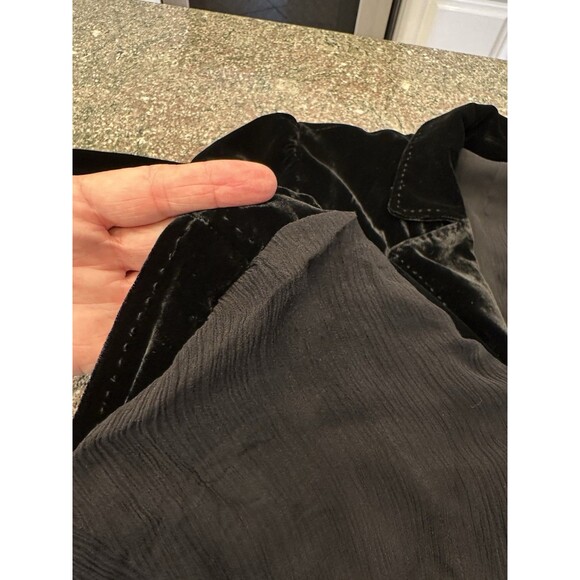 Black Velvet Long Sleeve Button Up Blazer  Jacket Shacket Womens S - Picture 11 of 11